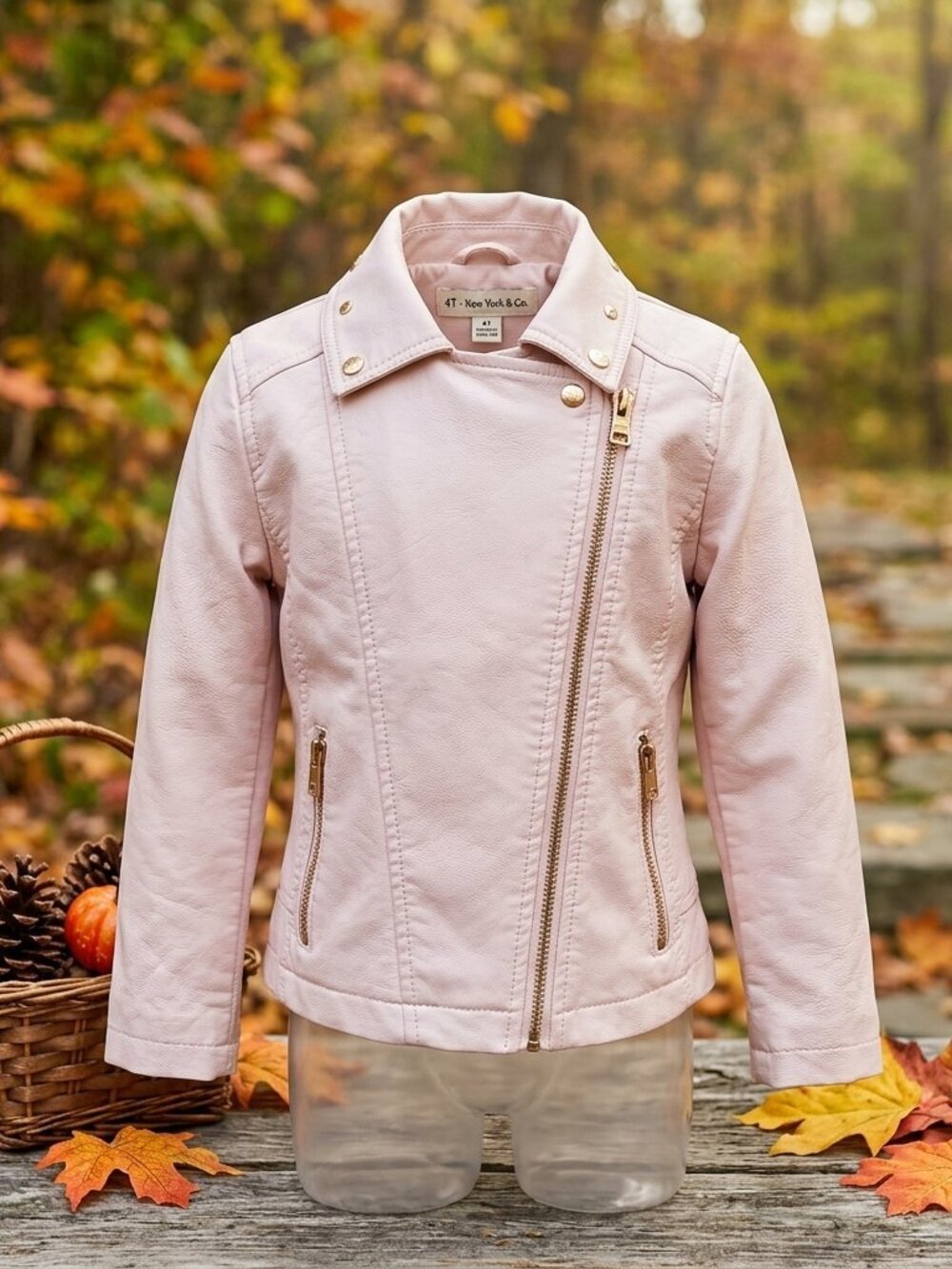 Me Jane Mini Toddler Girl Pink Faux Leather Moto Jacket 4T